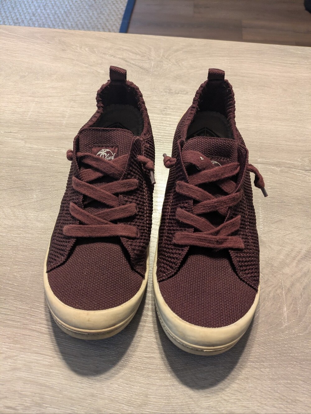 Roxy Women’s Maroon Knit Lace-Up Sneakers